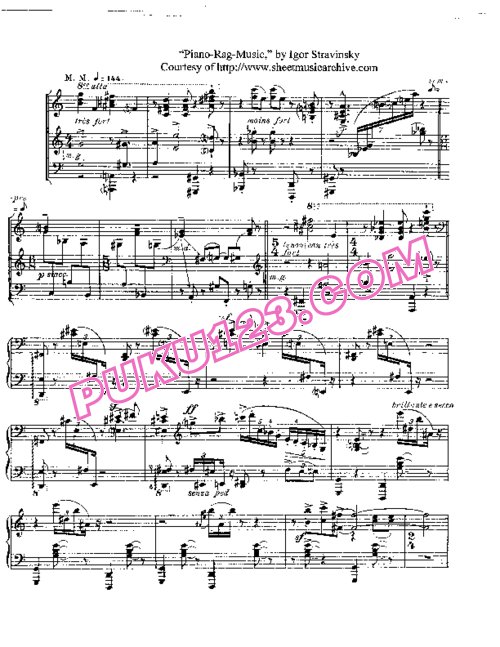 天天钢琴网-免费下载Stravinsky - Piano Rag Music