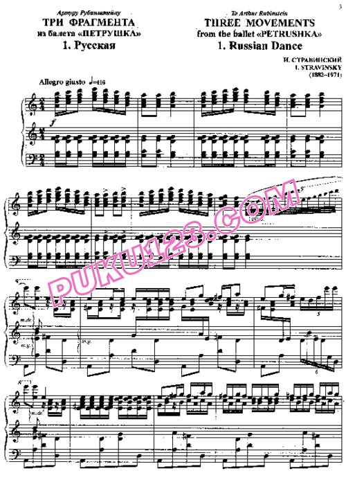 天天钢琴网-免费下载Stravinsky - Three Movements from Petrushka