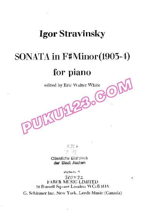 天天钢琴网-免费下载Stravinsky - Piano Sonata in f-Sharp Minor