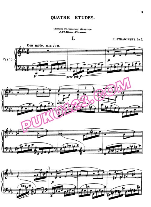 天天钢琴网-免费下载Stravinsky - Four Etudes Op.7