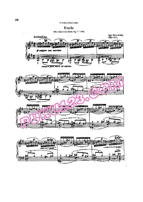 天天钢琴网-免费下载Stravinsky - Four Etudes Op.7