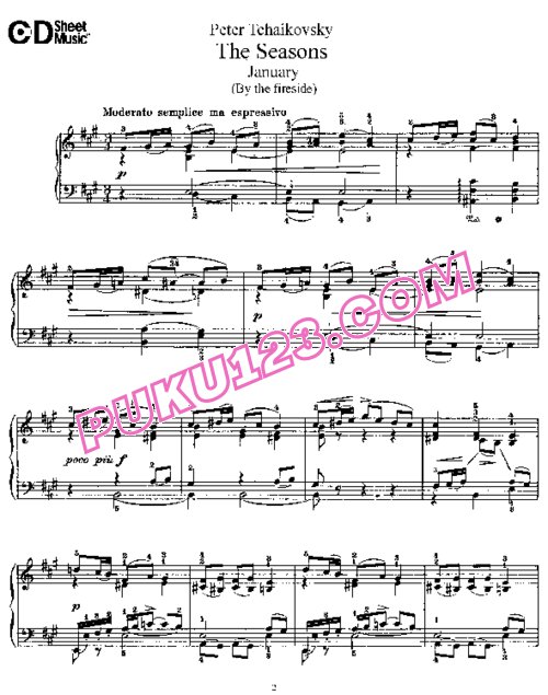 天天钢琴网-免费下载Tchaikovsky - The Seasons Op.37b