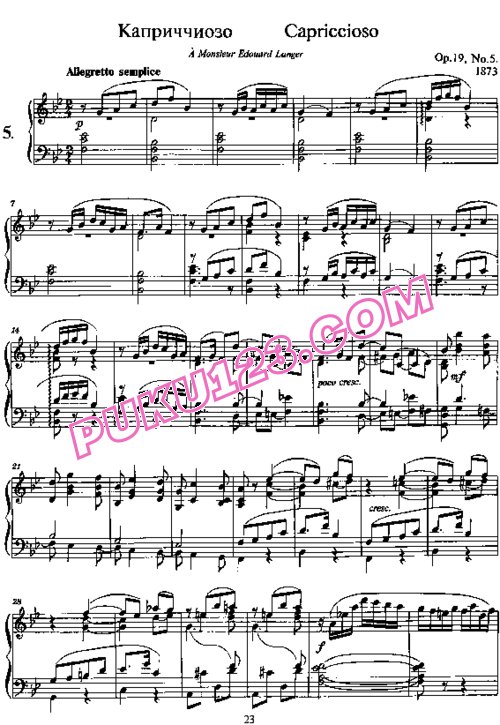 天天钢琴网-免费下载Tchaikovsky - Six Pieces Op.19