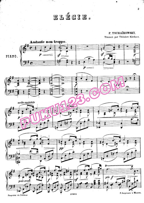 天天钢琴网-免费下载Tchaikovsky - Elegy in Memory of Ivan Samarin 钢琴独奏版