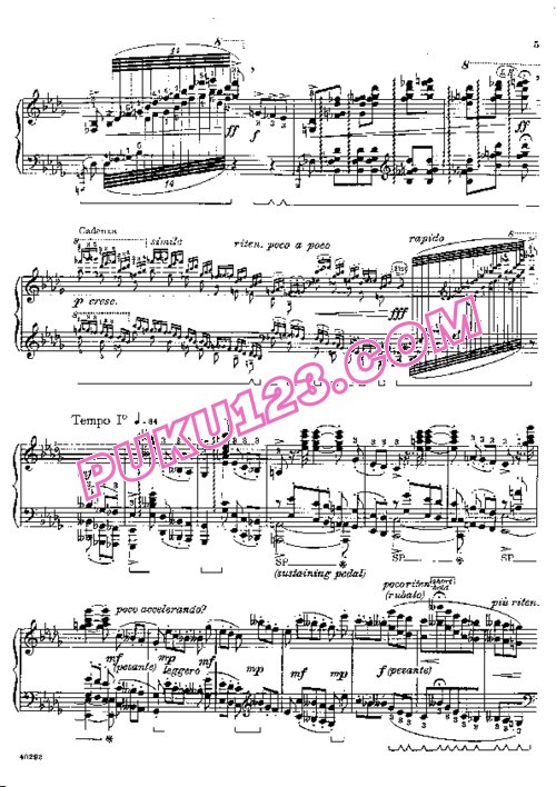 天天钢琴网-免费下载Tchaikovsky - Grainger - Opening from Piano Concerto in b-flat Minor 葛莱哲改编引子钢琴独奏版