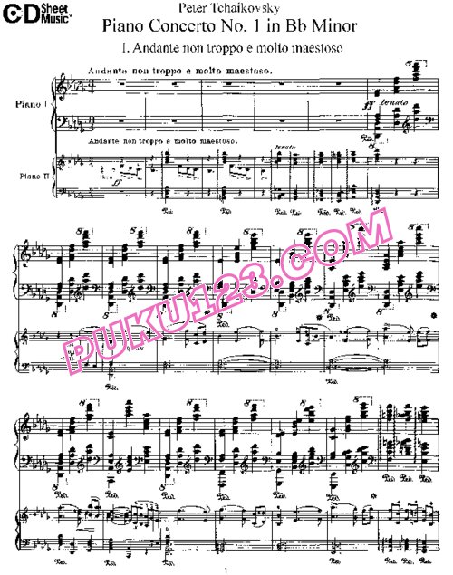 天天钢琴网-免费下载Tchaikovsky - Piano Concerto No.1 in b-Flat Minor Op.23 - 2 Pianos