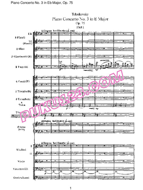 天天钢琴网-免费下载Tchaikovsky - Piano Concerto No.3 in E-flat Major Op.75 - Full Score