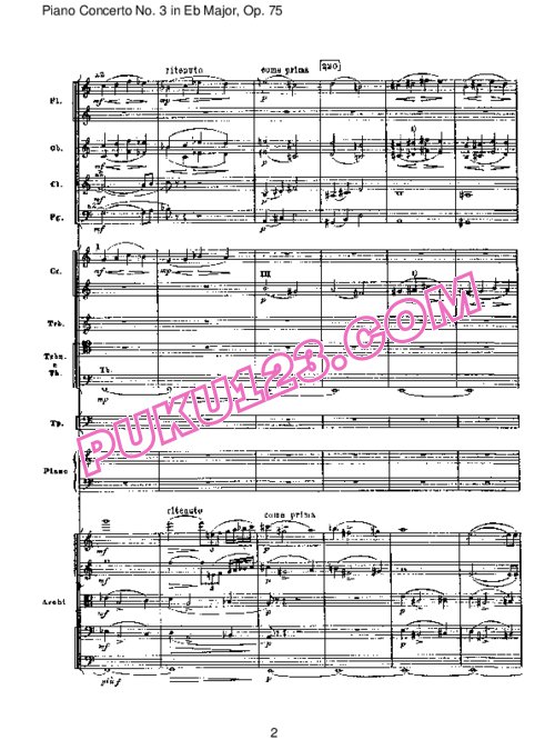 天天钢琴网-免费下载Tchaikovsky - Piano Concerto No.3 in E-flat Major Op.75 - Full Score