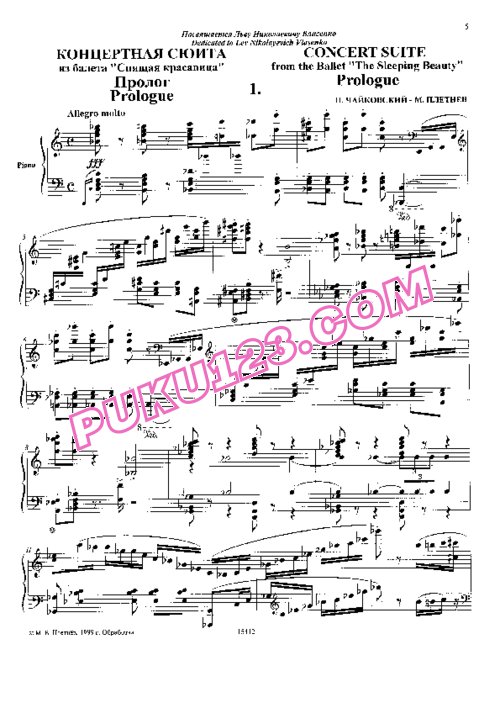 天天钢琴网-免费下载Tchaikovsky - Pletnev - Sleeping Beauty Suites 普莱特涅夫改编钢琴独奏版