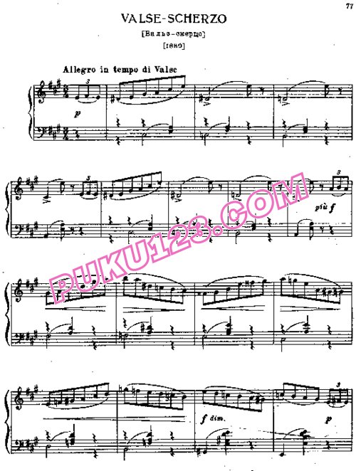 天天钢琴网-免费下载Tchaikovsky - Valse Scherzo in A Major (1889)