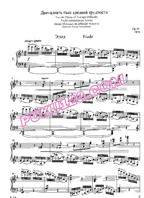 天天钢琴网-免费下载Tchaikovsky - Twelve Pieces of Average Difficulty Op.40