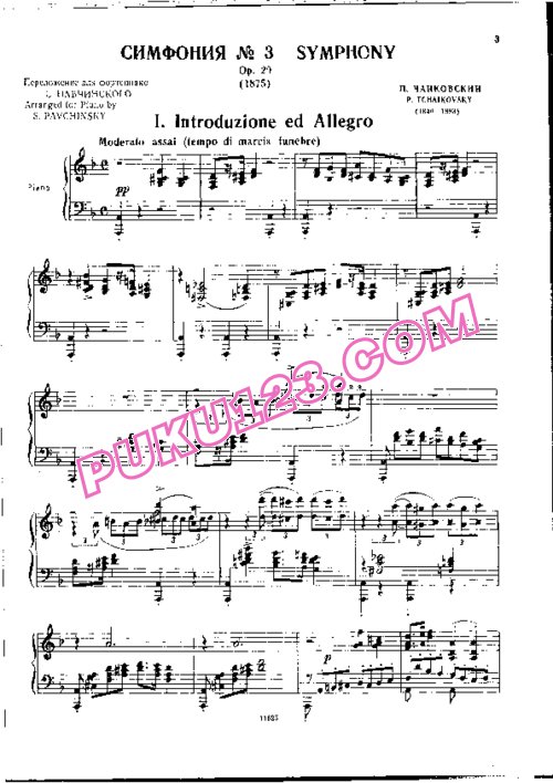 天天钢琴网-免费下载Tchaikovsky - Symphony No.3 in D Major Op.29 - Solo Piano