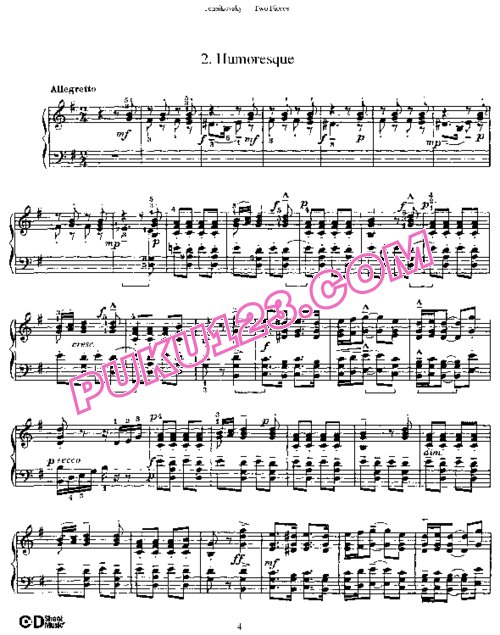 天天钢琴网-免费下载Tchaikowsky - 2 Pieces Op.10