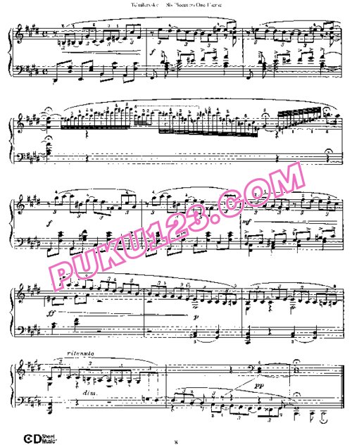 天天钢琴网-免费下载Tchaikovsky - Six Pieces on a Single Theme Op.21
