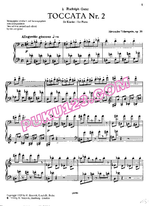 天天钢琴网-免费下载Tcherepnin - Toccata No.2 Op.20