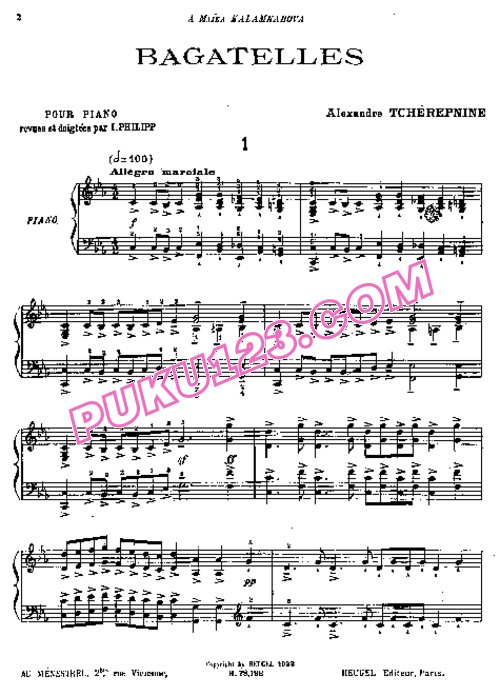 天天钢琴网-免费下载Tcherepnin - 10 Bagatelles Op.5