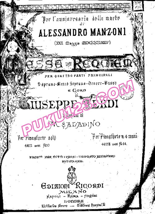 天天钢琴网-免费下载Verdi - Saladino - Requiem - Solo Piano (1874) 萨拉丁诺改编钢琴独奏版(1874年版)