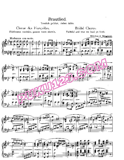 天天钢琴网-免费下载Wagner - Bridal Chorus