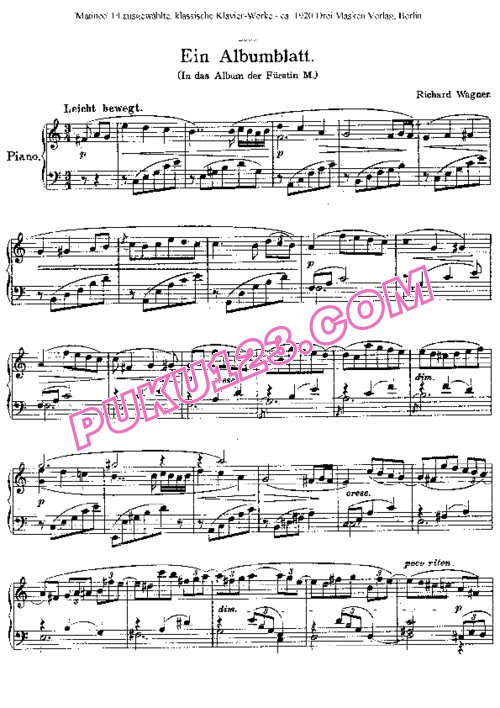 天天钢琴网-免费下载Wagner - Ein Albumblatt in das Album der Fürstin Metternich