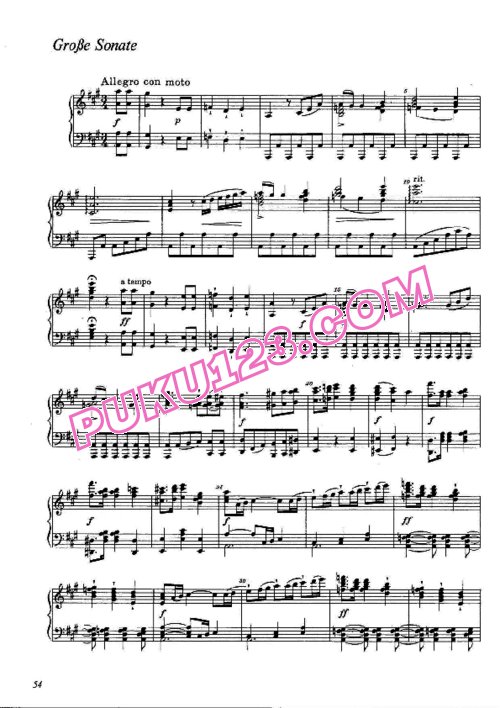 天天钢琴网-免费下载Wagner - Grobe Sonate in A Major WWV 26