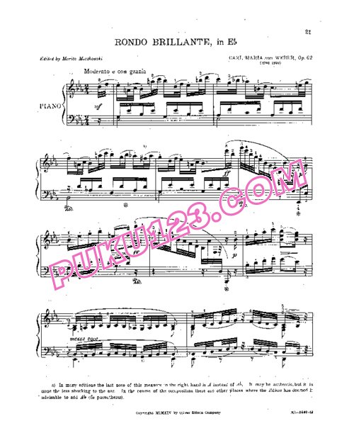 天天钢琴网-免费下载Weber - Rondo Brillante in E-flat Major Op.62