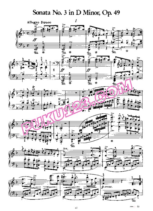 天天钢琴网-免费下载Weber - Piano Sonata No.3 in d Minor Op.49