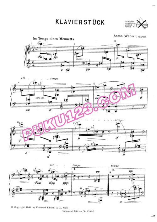 天天钢琴网-免费下载Webern - Klavierstuck Op.posth