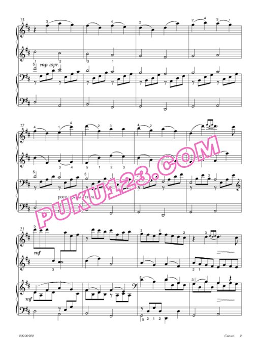 天天钢琴网-免费下载Pachelbel - Canon in D Major - 4 Hands 四手联弹版