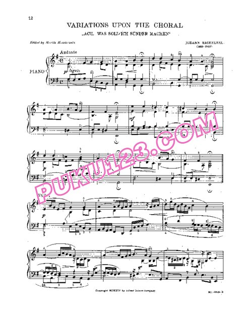 天天钢琴网-免费下载Pachelbel - Variations on Ach, Was Soll Ich Sunder Machen