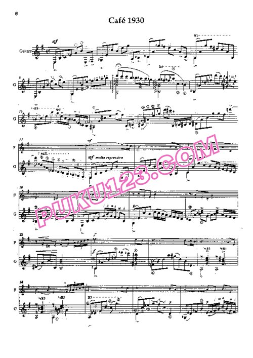 天天钢琴网-免费下载Piazzolla - Histoire du Tango for flute & quitar 长笛与吉他重奏谱