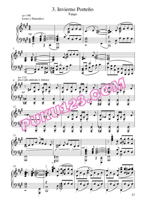 天天钢琴网-免费下载Piazzolla - Estaciones Portenas - Solo Piano
