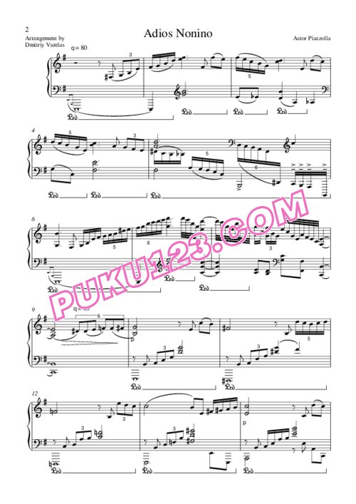 天天钢琴网-免费下载Piazzolla - Varelas - Fantasy on Adios Nonino 瓦勒拉斯改编幻想曲