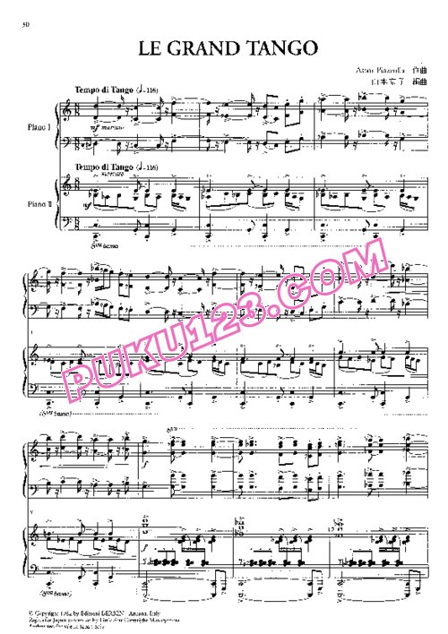 天天钢琴网-免费下载Piazzolla - Le Grand Tango - 2 Pianos 山本京子改编双钢琴版