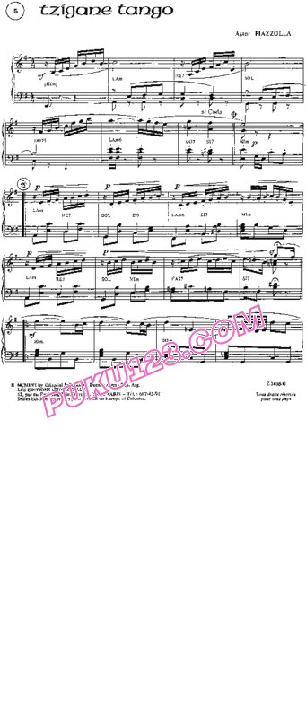 天天钢琴网-免费下载Piazzolla - Tzigane Tango 钢琴独奏版