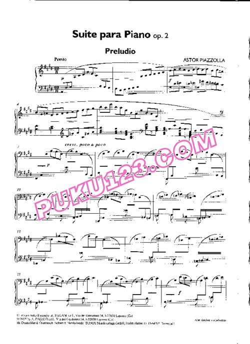 天天钢琴网-免费下载Piazzolla - Suite para Piano Op.2