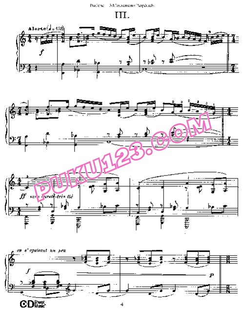 天天钢琴网-免费下载Poulenc - Trois Mouvements Perpetuels