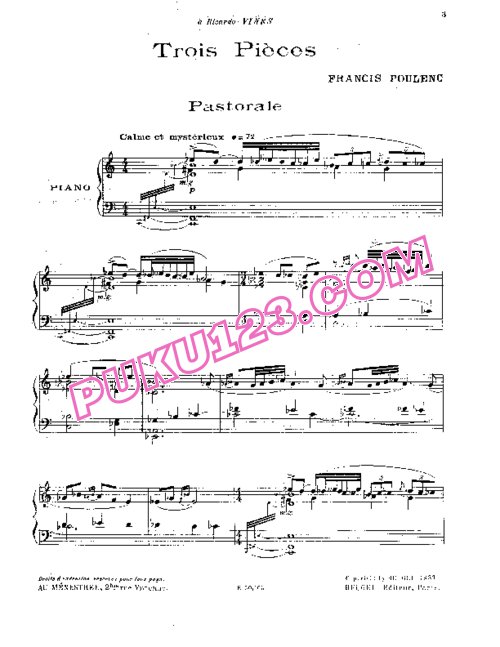 天天钢琴网-免费下载Poulenc - Trois Pieces