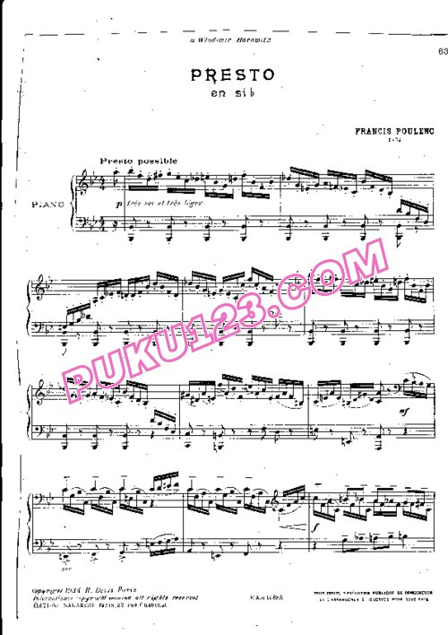 天天钢琴网-免费下载Poulenc - Presto in B-Flat Major