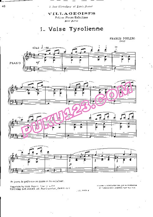 天天钢琴网-免费下载Poulenc - Villageoises