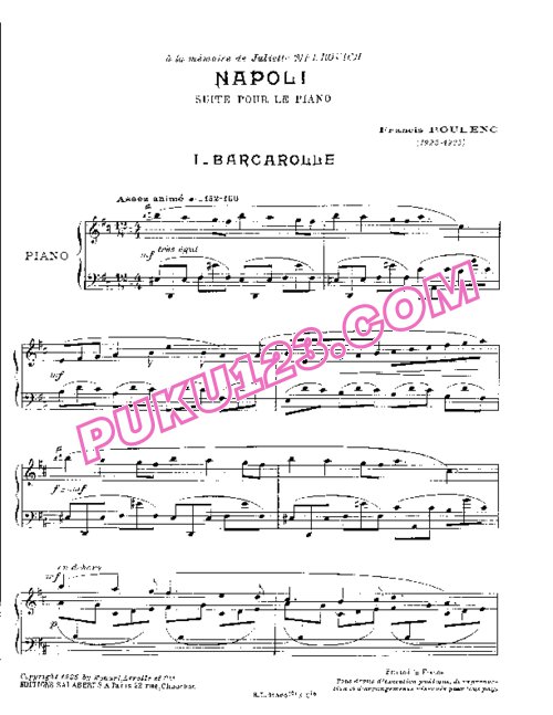 天天钢琴网-免费下载Poulenc - Suite Napoli