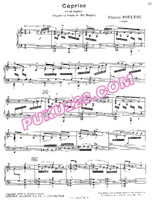 天天钢琴网-免费下载Poulenc - Caprice d après Le Bal Masqué - Solo Piano 钢琴独奏版