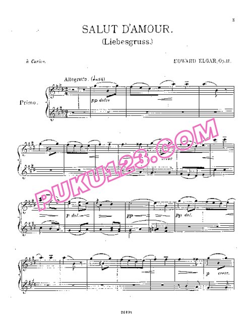 天天钢琴网-免费下载Elgar - Salut d amour Op.12 - 4 hands