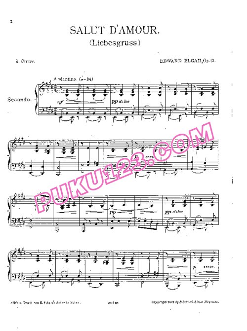 天天钢琴网-免费下载Elgar - Salut d amour Op.12 - 4 hands