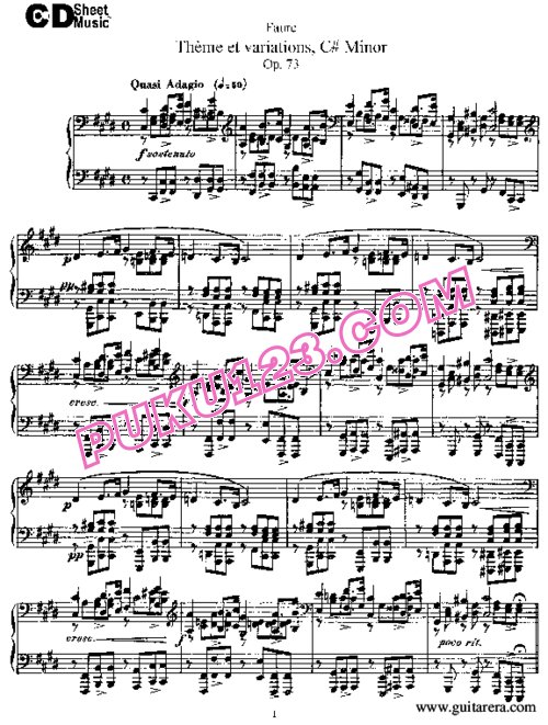 天天钢琴网-免费下载Fauré - Thème et variations in c Sharp Minor Op.73
