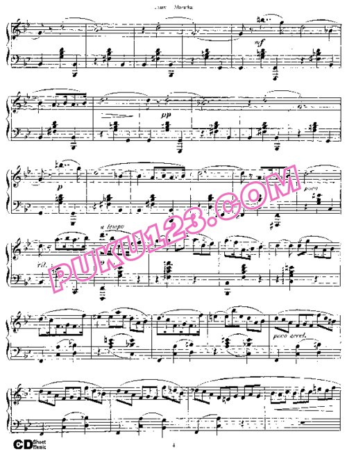 天天钢琴网-免费下载Faure - Mazurka in B-flat Major Op.32