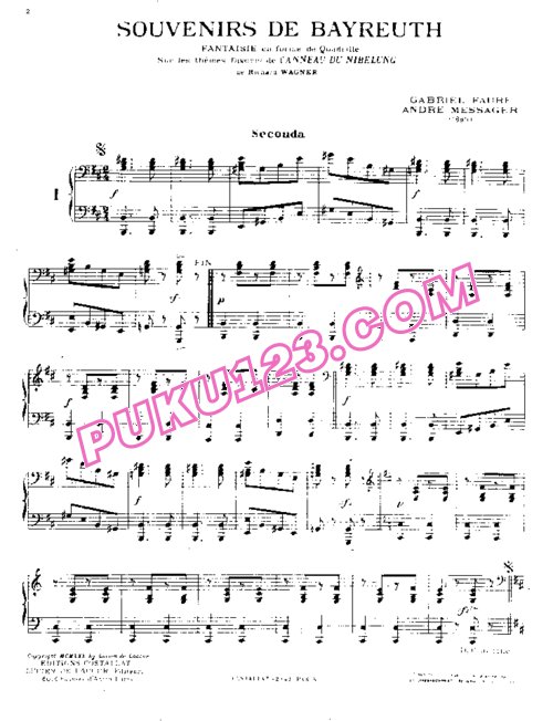 天天钢琴网-免费下载Faure - Souvenirs de Bayreuth - 4 Hands