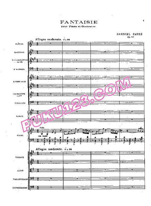 天天钢琴网-免费下载Faure - Fantaisie in G Major Op.111 - Full Score