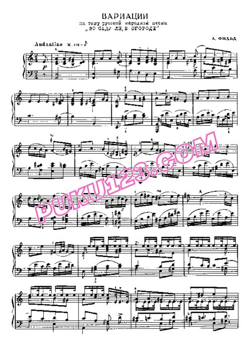 天天钢琴网-免费下载Field - Variations on a Russian Folksong in a Minor