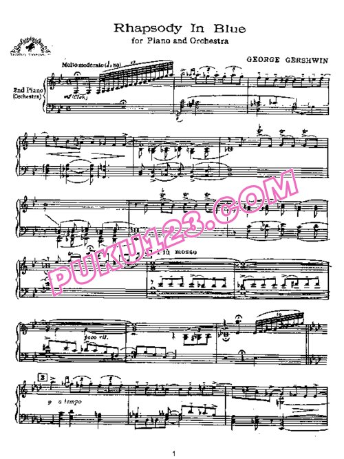 天天钢琴网-免费下载Gershwin - Rhapsody in Blue - 2 pianos