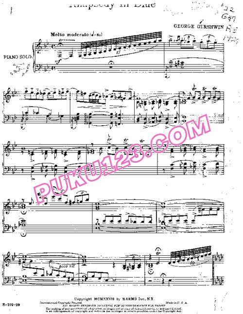 天天钢琴网-免费下载Gershwin - Rhapsody in Blue - Solo Piano 钢琴独奏版